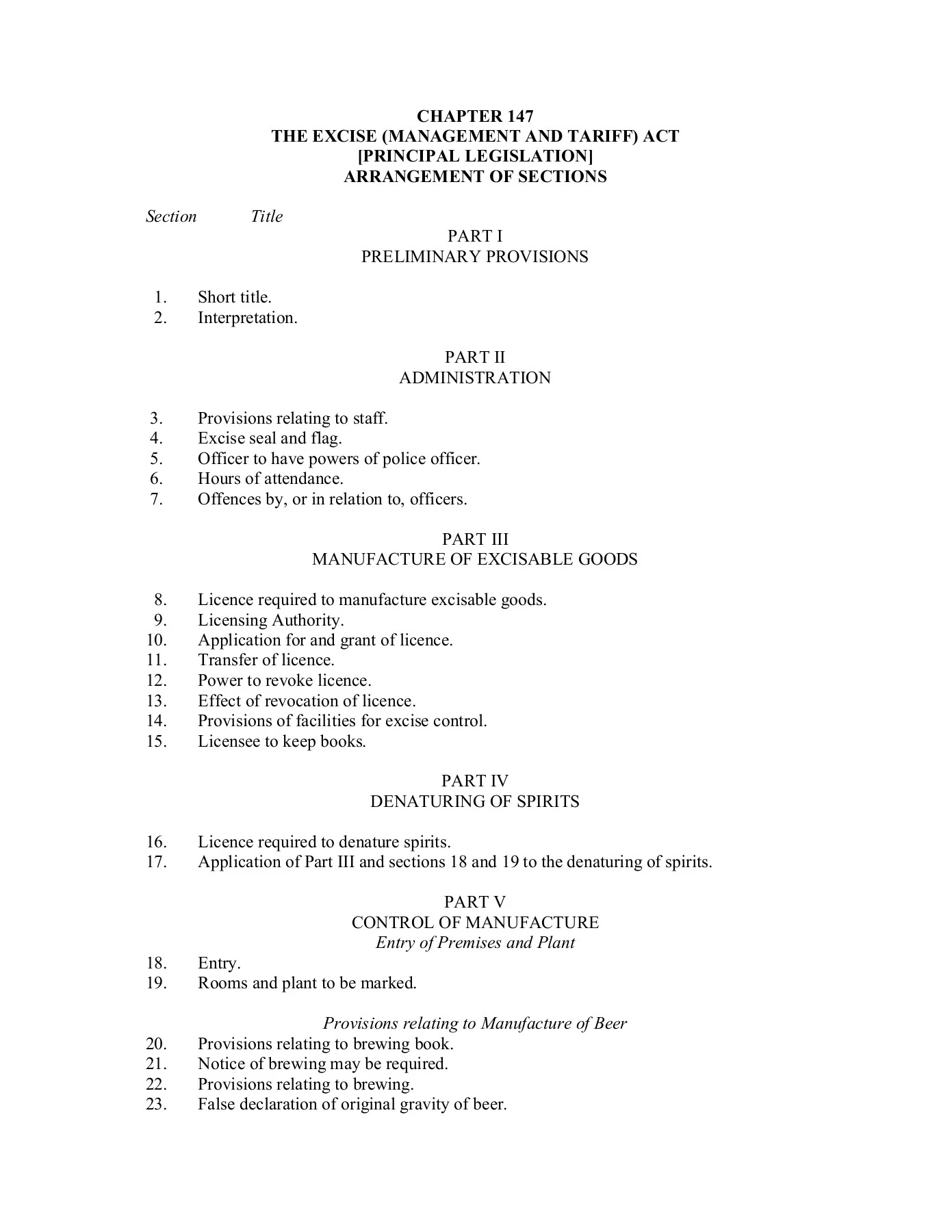 THE EXCISE (MANAGEMENT AND TARIFF) ACT - MoF