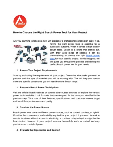 How to Choose the Right Bosch Power Tool for Your Project - Misar ...