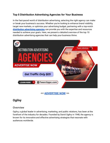 Top 5 Distribution Advertising Agencies for Your Business