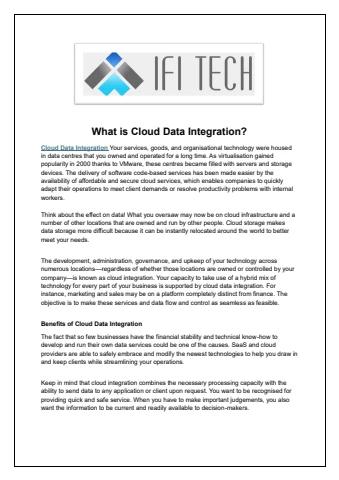 cloud data integration - ifitechsolutions2024 Flip PDF | AnyFlip