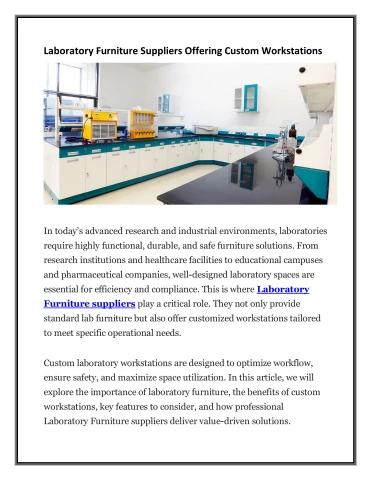 Laboratory Furniture Suppliers Offering Custom Workstations