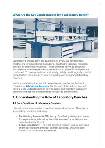 What Are the Key Considerations for a Laboratory Bench
