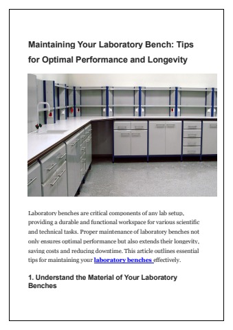 Maintaining Your Laboratory Bench-Tips for Optimal Performance and ...