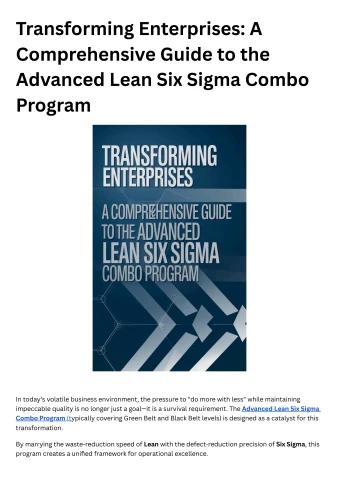 Transforming Enterprises A Comprehensive Guide to the Advanced Lean Six ...