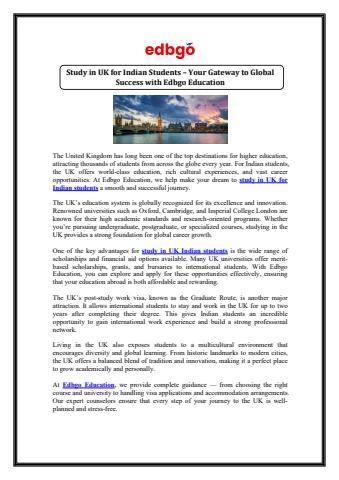 Study in UK for Indian Students – Your Gateway to Global Success with ...