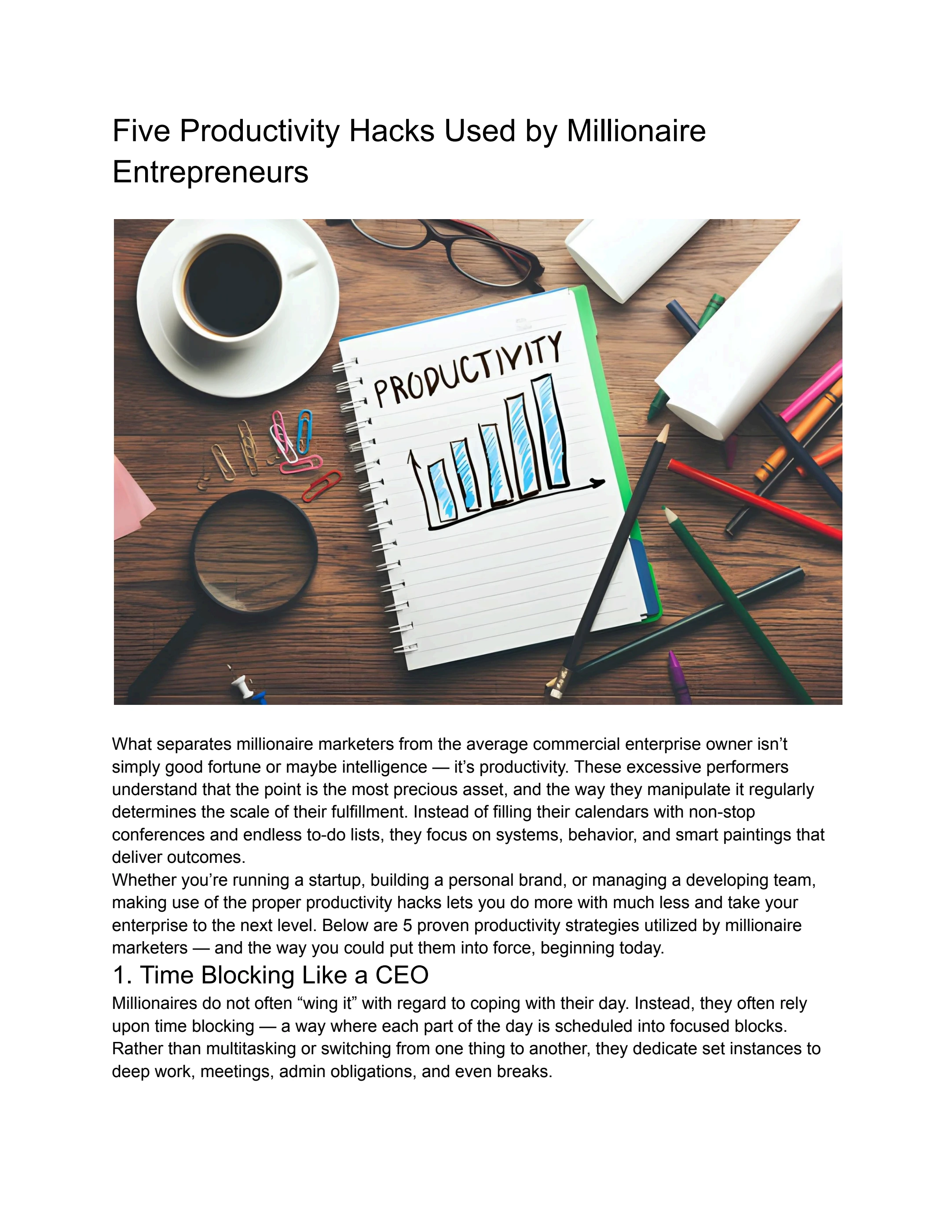 Five Productivity Hacks Used by Millionaire Entrepreneurs