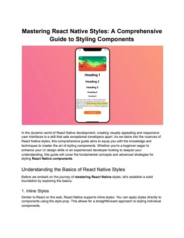 Mastering React Native Styles - A Comprehensive Guide to Styling Components