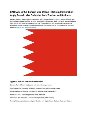 BAHRAIN EVISA Bahrain Visa Online | Bahrain Immigration - Apply Bahrain ...