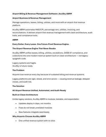 Airport Billing & Revenue Management Software | AcuSky ABRM
