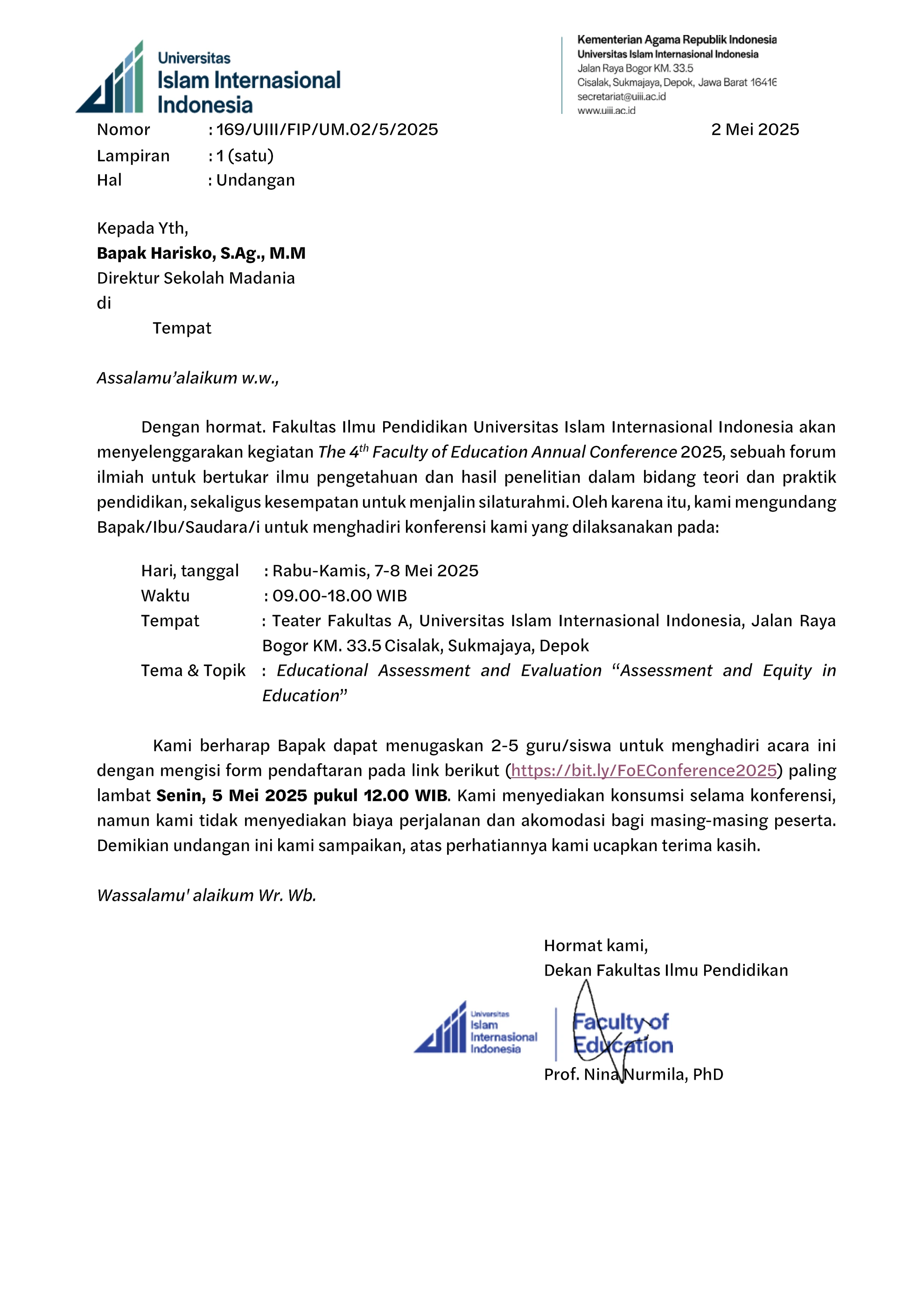 169 Invitation to the 4th Faculty of Education Annual Conference 2025 ...
