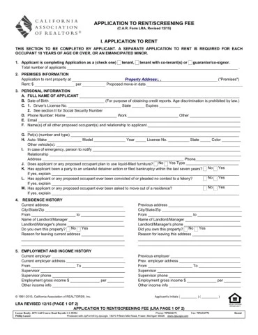 Rental Application - Flip eBook Pages 1-2 | AnyFlip