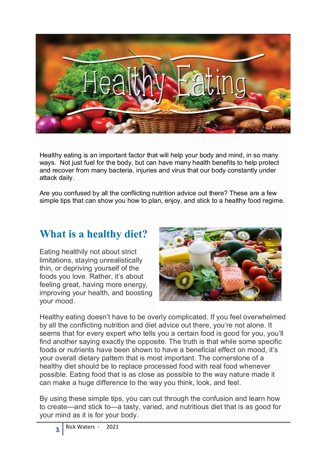 Eating Healthy Note Healthy Eating