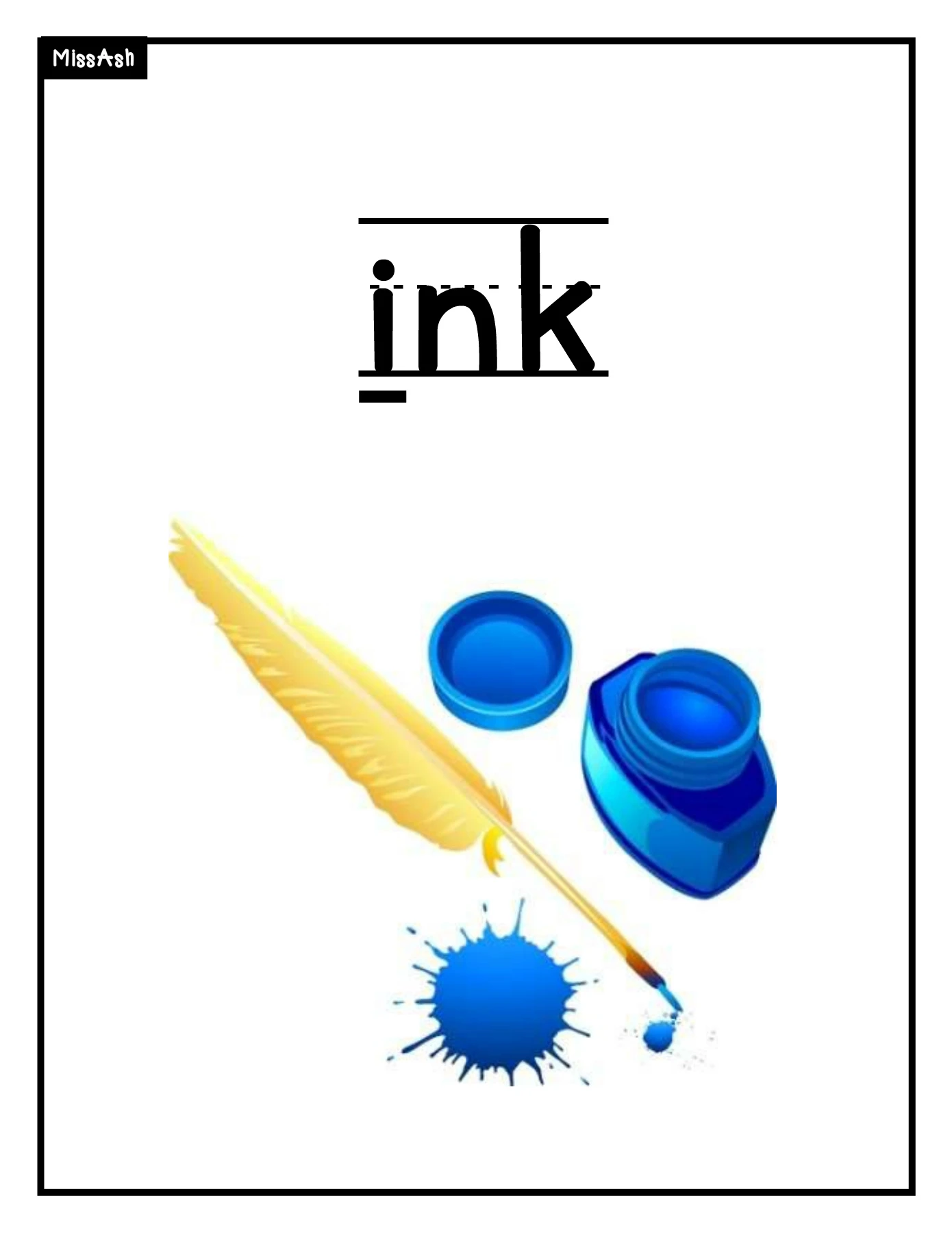 I Ink Flash Card flashcard (i,m,n,d)