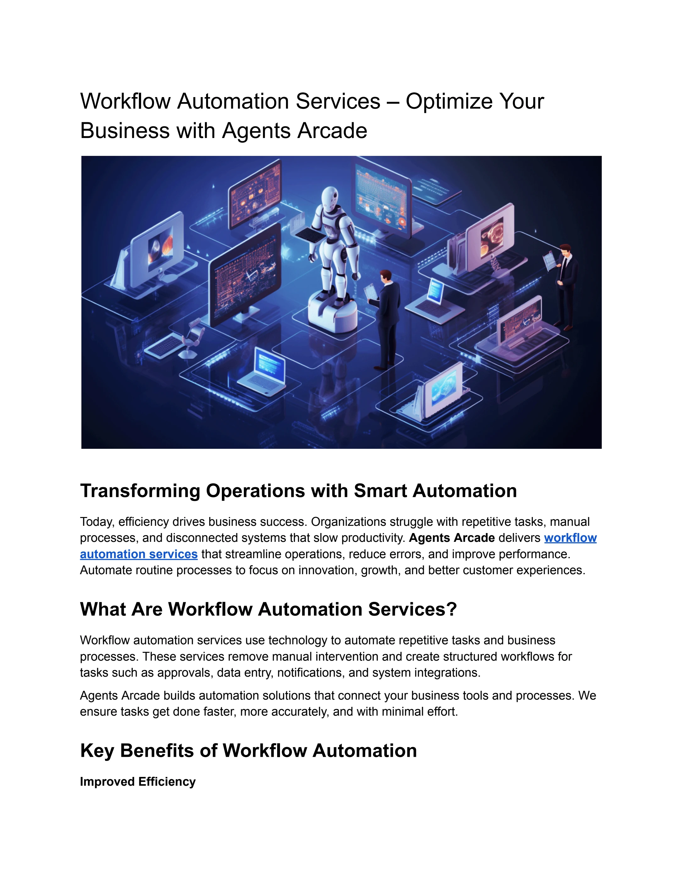 Workflow Automation Services – Optimize Your Business with Agents Arcade