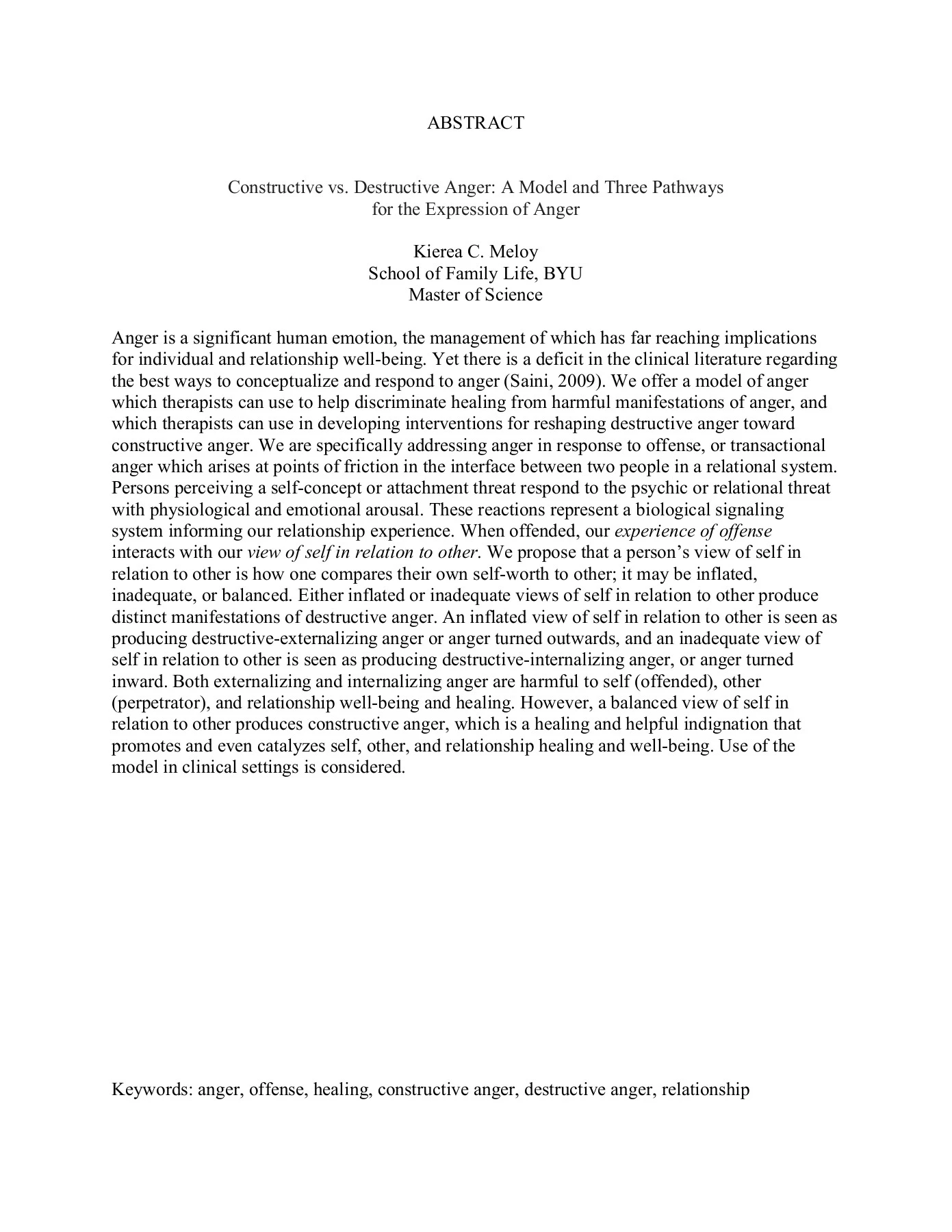 Constructive vs. Destructive Anger: A Model and Three ...