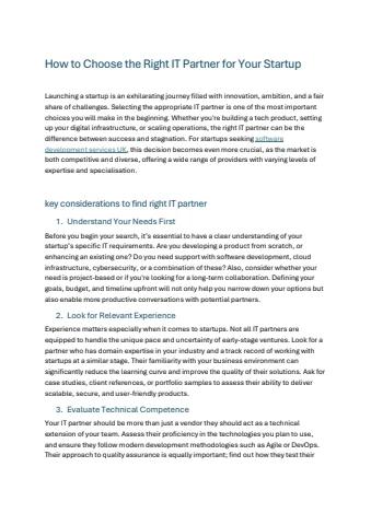 How to Choose the Right IT Partner for Your Startup