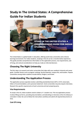 Study In The United States: A Comprehensive Guide For Indian Students