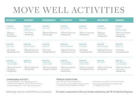 Move Well Activities Menu