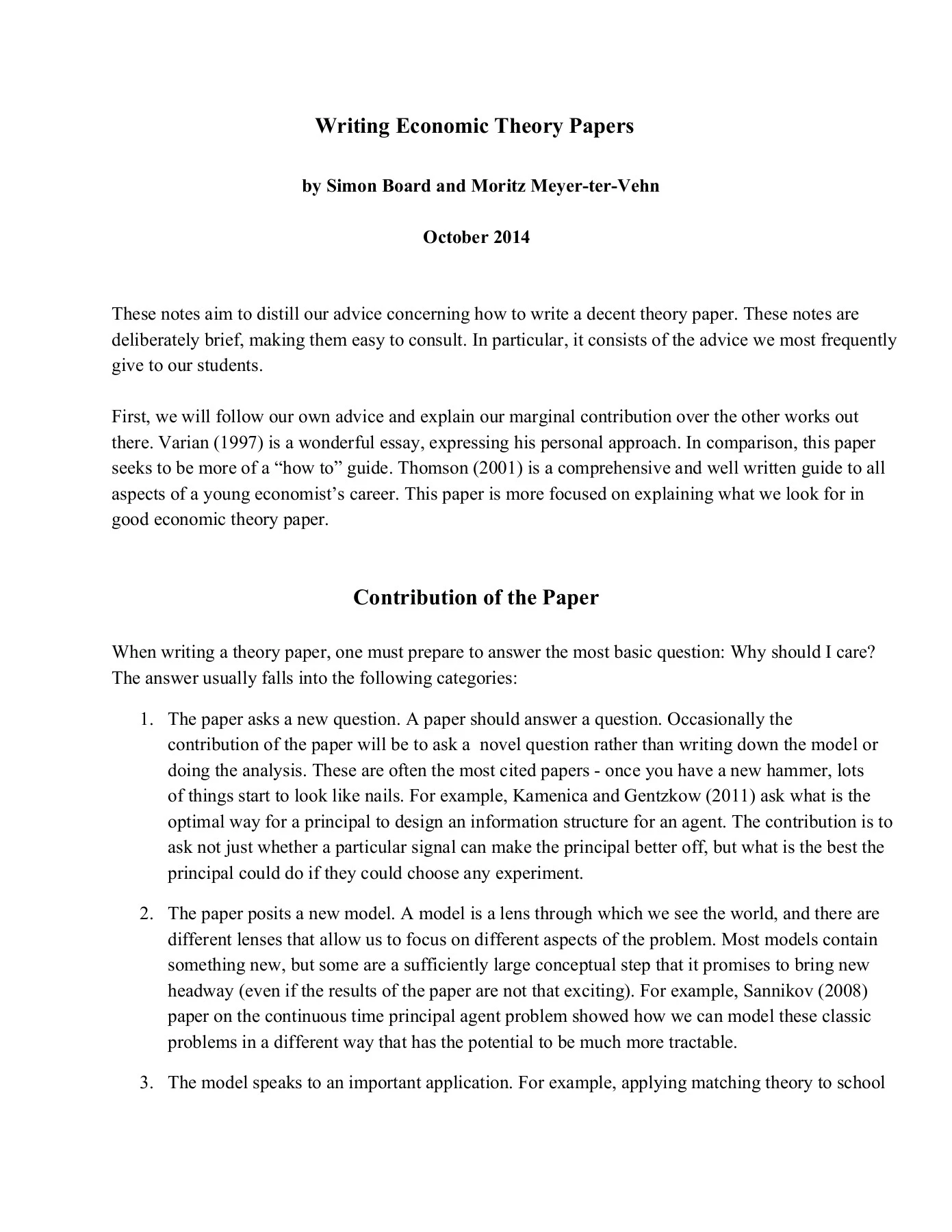 Theory Format Example Writing Economic Theory Papers - University of California ...
