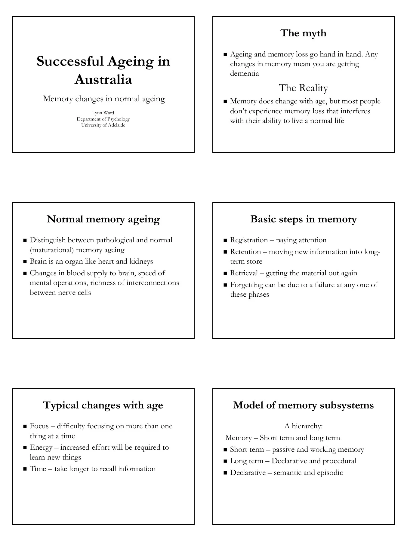 Successful Ageing In Australia The Reality 