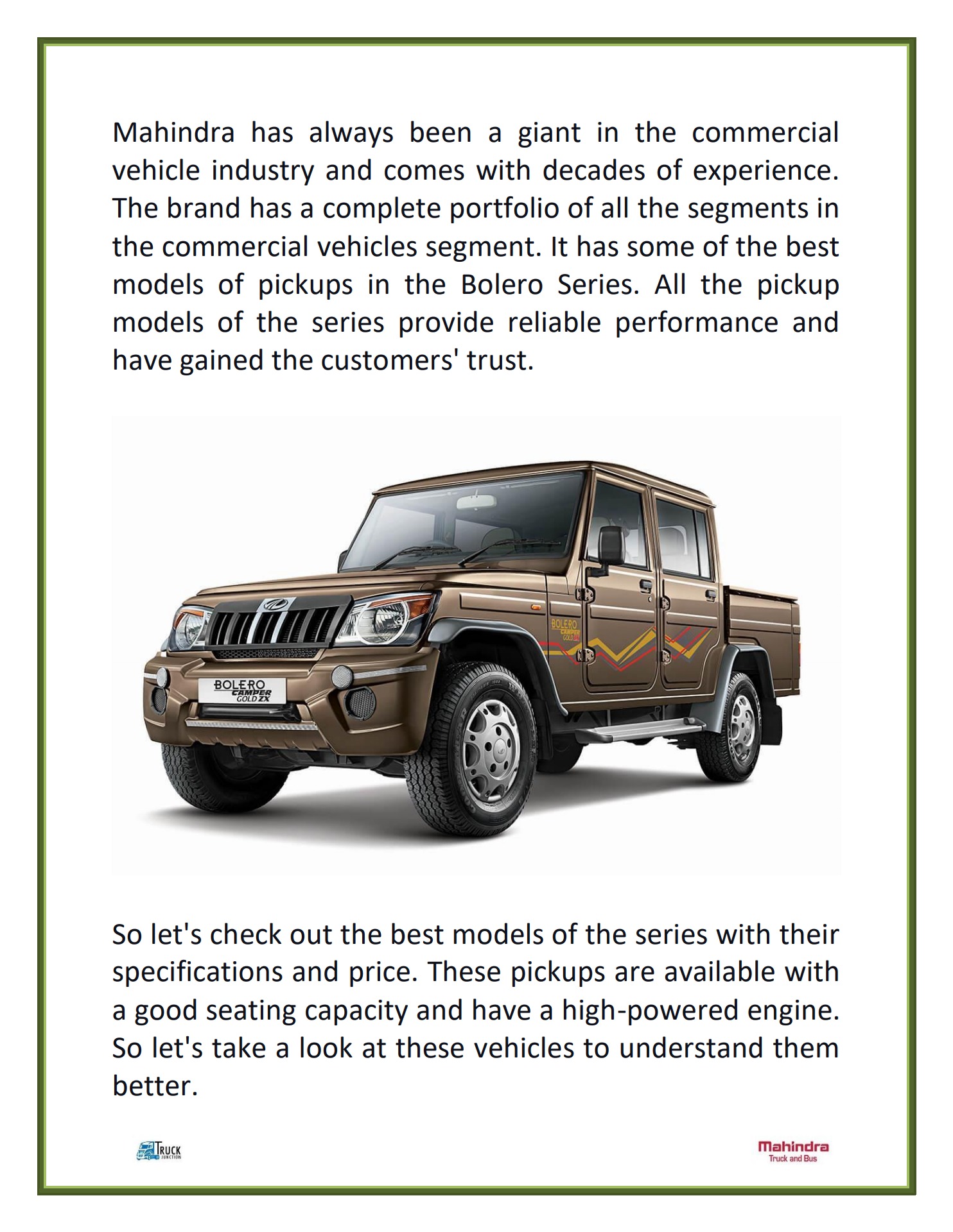 Mahindra Bolero Pickups The Finest Model of Mahindra Pickups