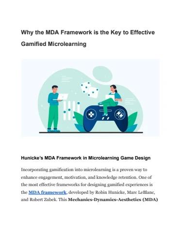 Why the MDA Framework is the Key to Effective Gamified Microlearning
