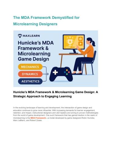 The MDA Framework Demystified for Microlearning Designers