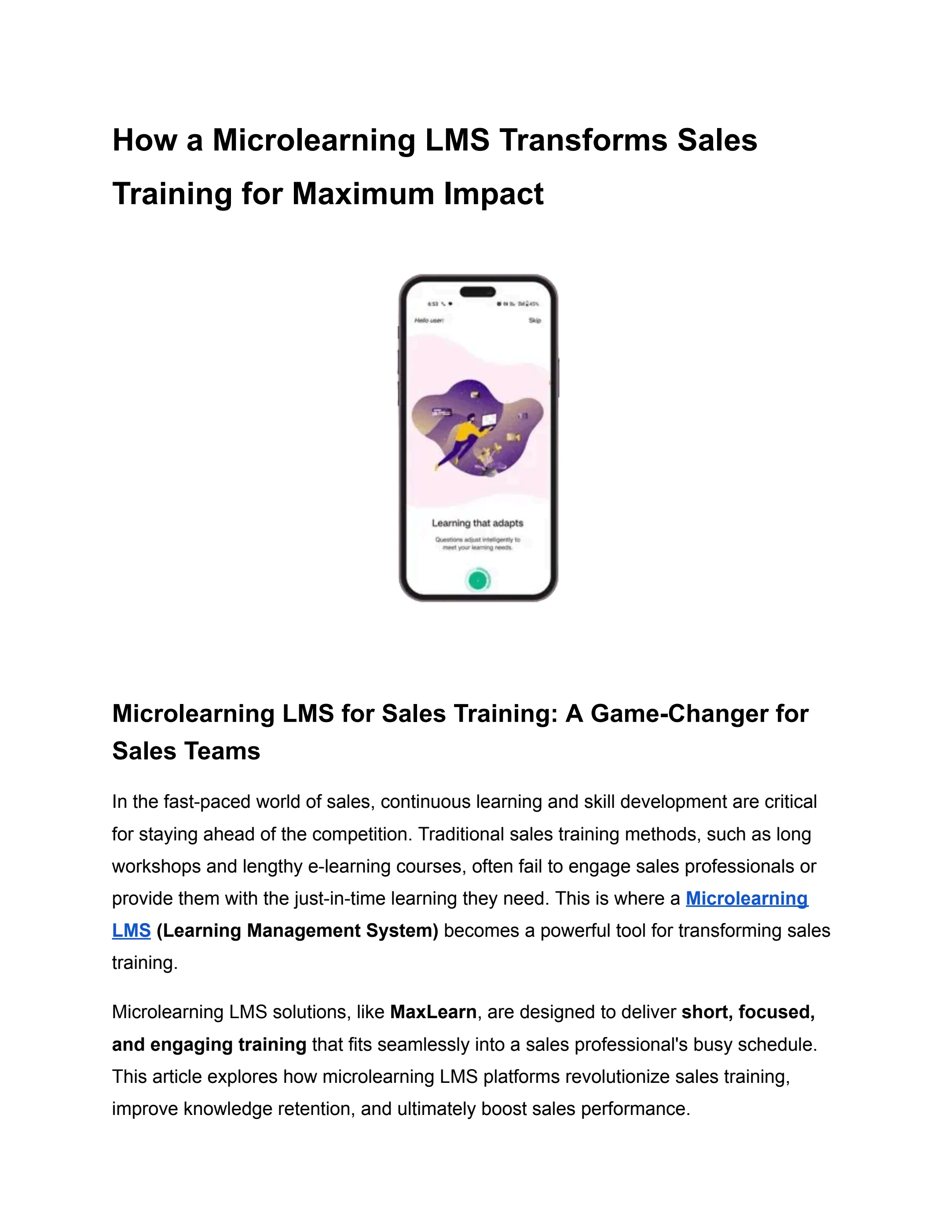 How a Microlearning LMS Transforms Sales Training for Maximum Impact