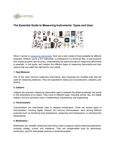 The Essential Guide to Measuring Instruments: Types and Uses - arhtrd ...