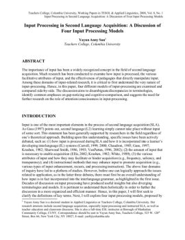 Input Processing in Second Language Acquisition: A ...