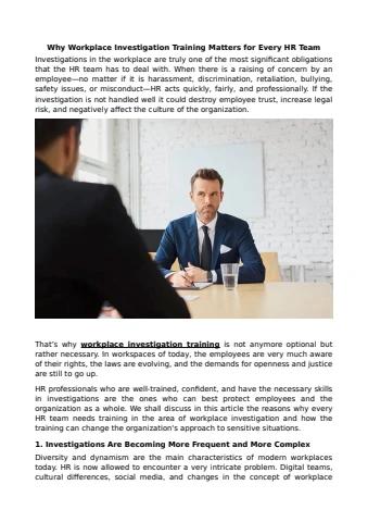 Why Workplace Investigation Training Matters for Every HR Team