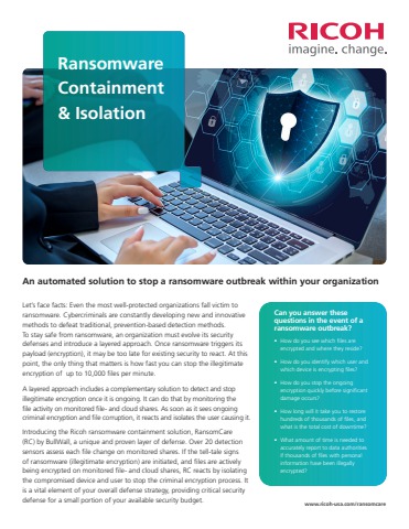 Ransomware Containment Solutions | Ricoh Canada