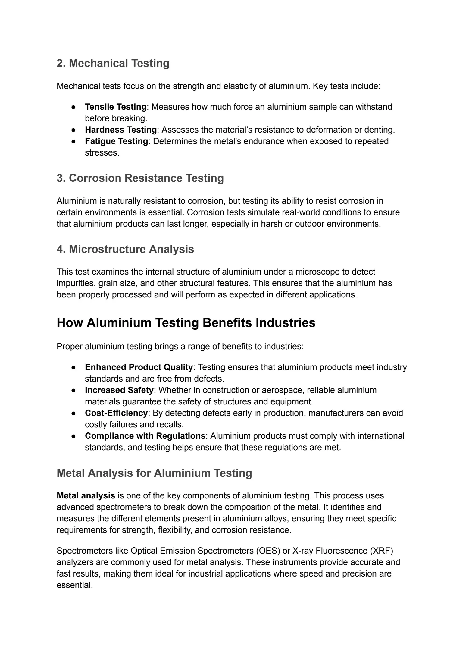 Aluminium Testing: Ensuring Quality and Strength