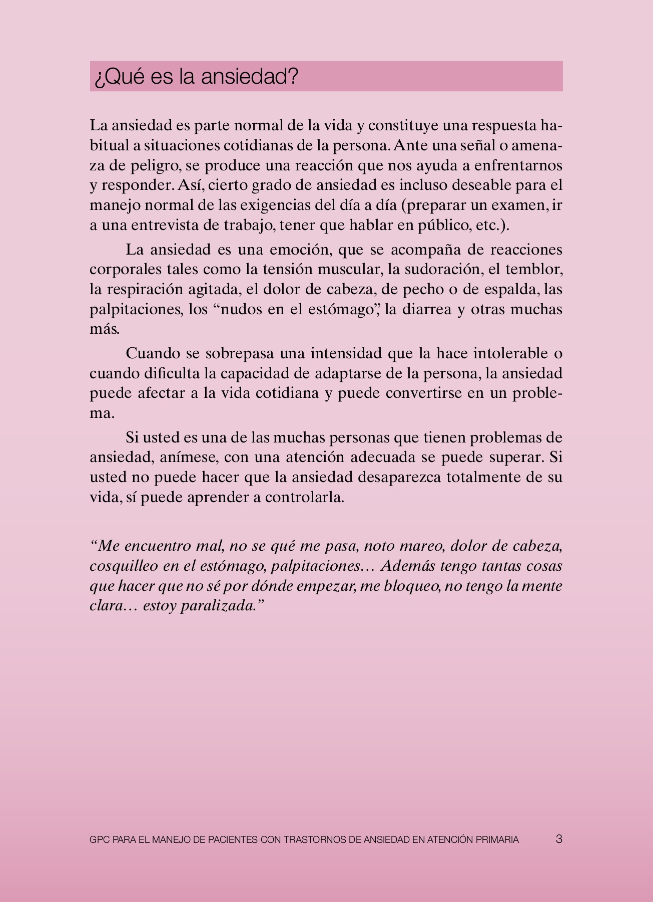 Aprendiendo a conocer y manejar la ansiedad