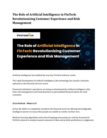 The Role of Artificial Intelligence in FinTech_ Revolutionizing ...