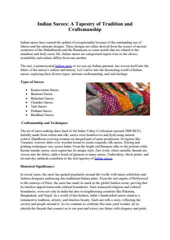 Indian Sarees: A Tapestry of Tradition and Craftsmanship ...