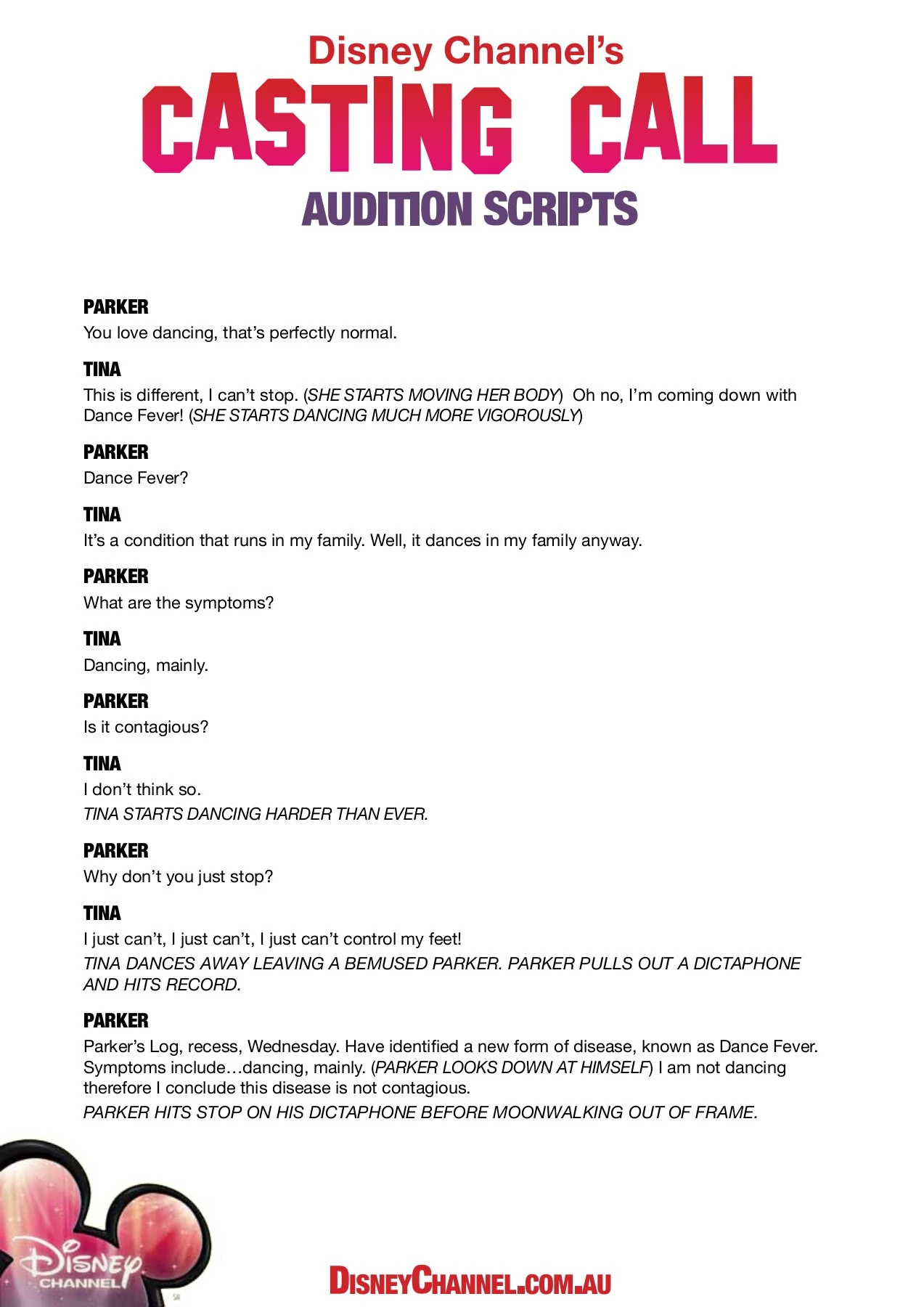 AUDITION SCRIPTS - Disney
