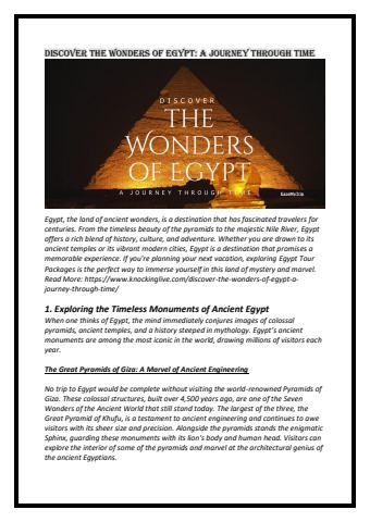 Discover the Wonders of Egypt A Journey Through Time - easemytrip.co ...