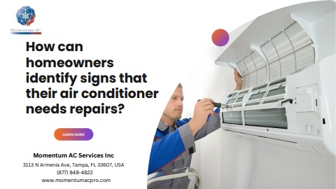 How can homeowners identify signs that their air conditioner needs repairs