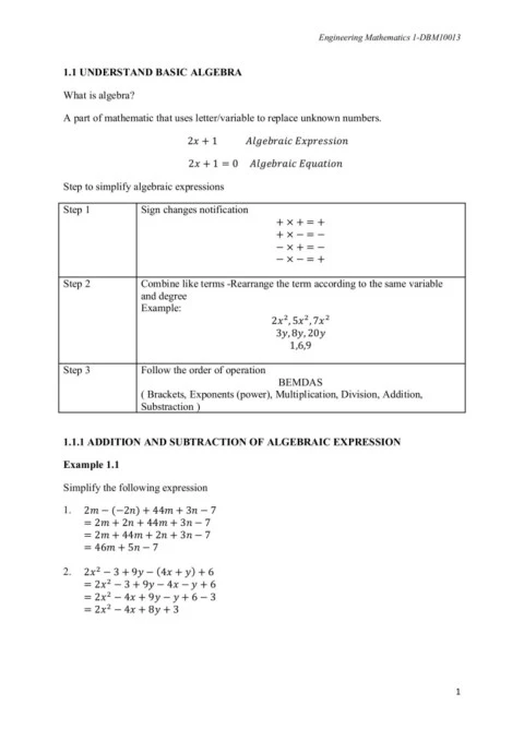 Chapter 1 Basic Algebra