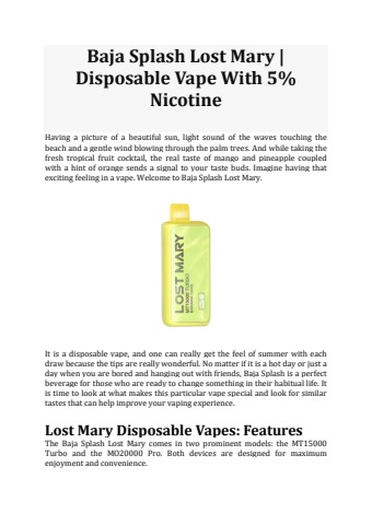 Flavors Review Baja Splash MT35000 Turbo Vape