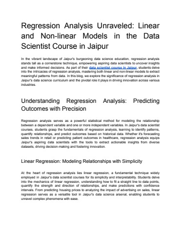 Regression Analysis Unraveled_ Linear and Non-linear Models in the Data ...