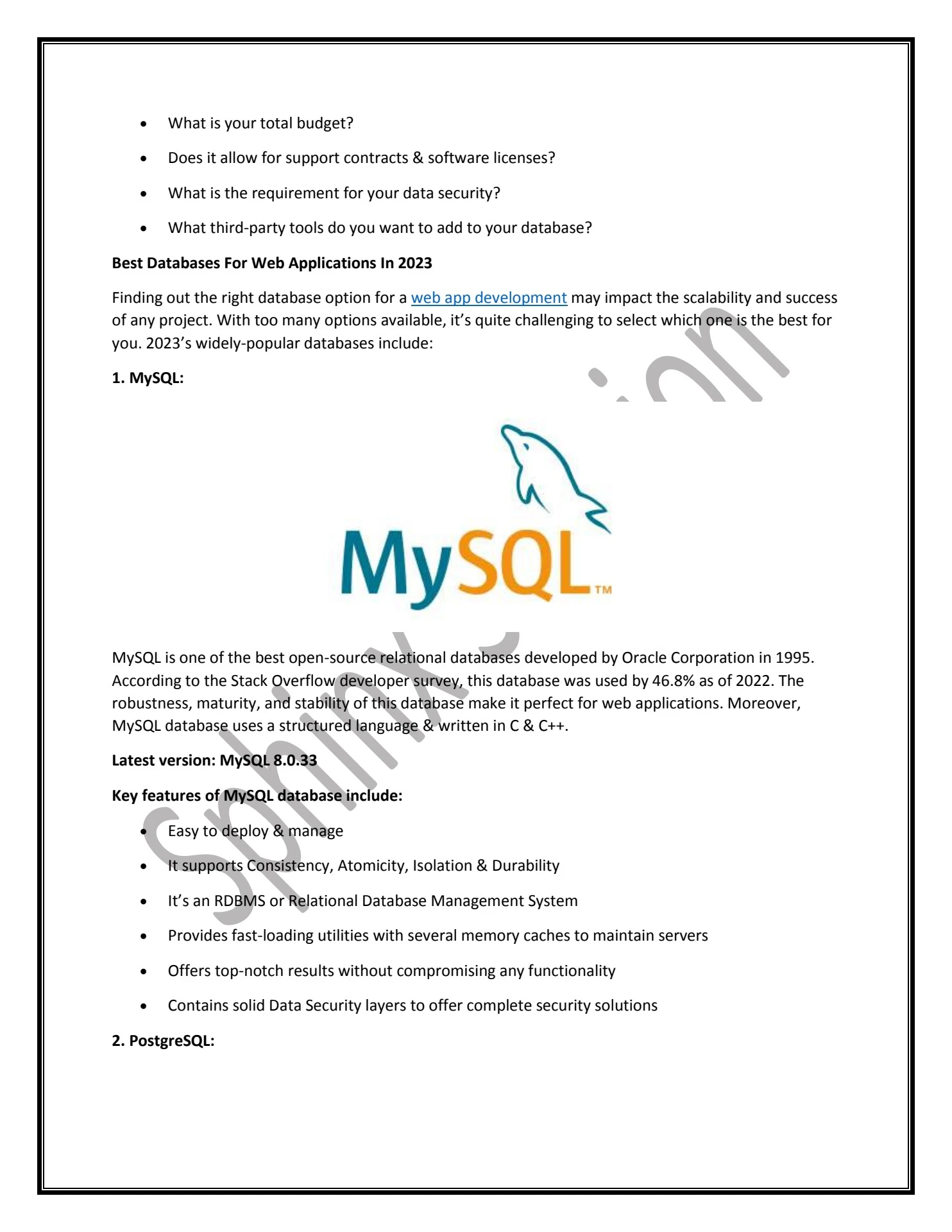 What Are The Best Databases for Web Applications In 2023
