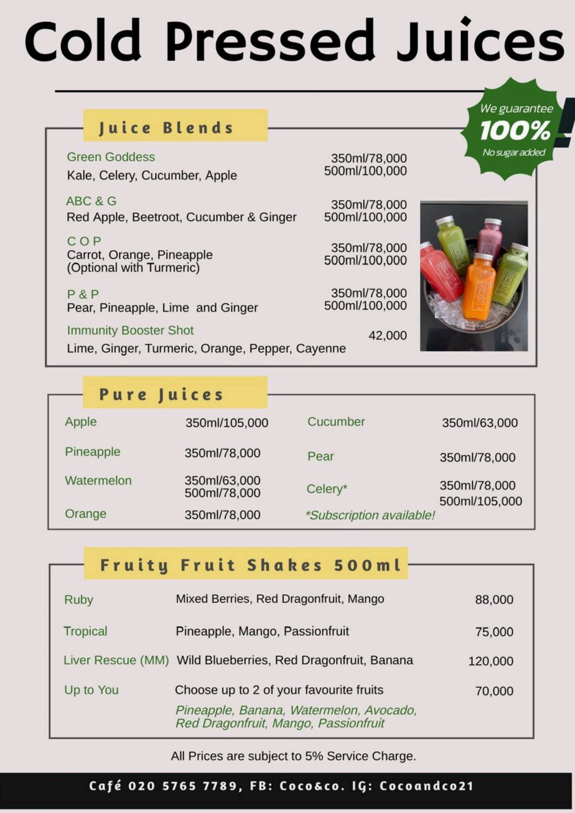 Coco&co Menu