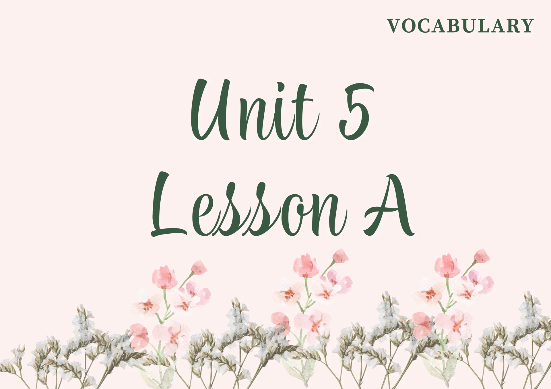 Unit 5 Lesson A