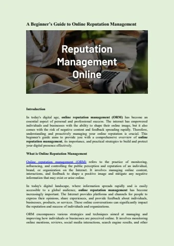 A Beginner’s Guide to Online Reputation Management