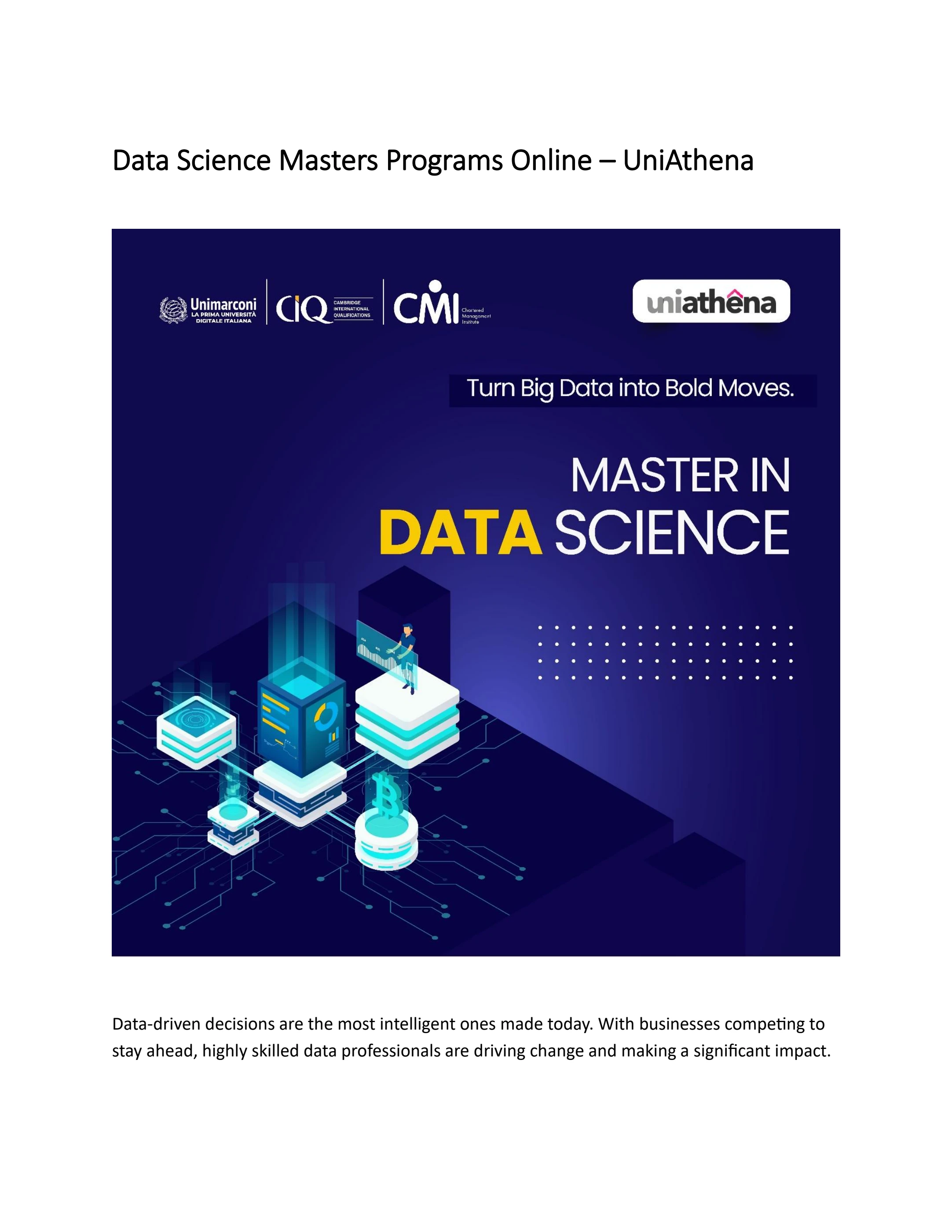 Data Science Masters Programs Online - UniAthena
