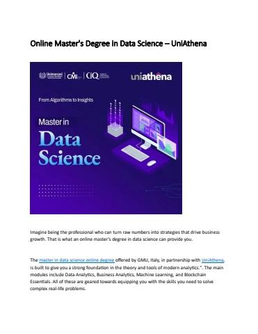 Online Masters Degree Data Science - UniAthena