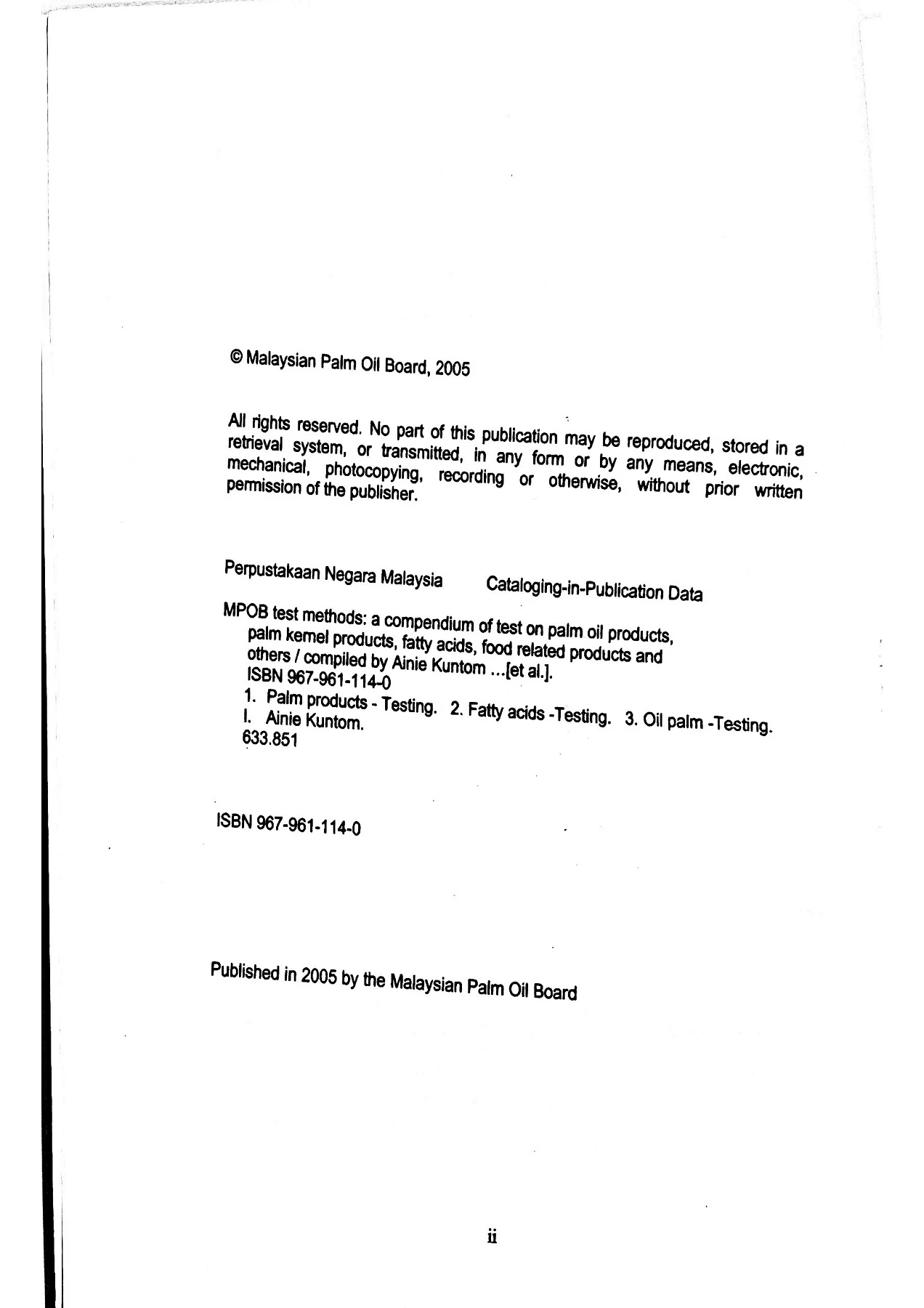 MPOB Test Method