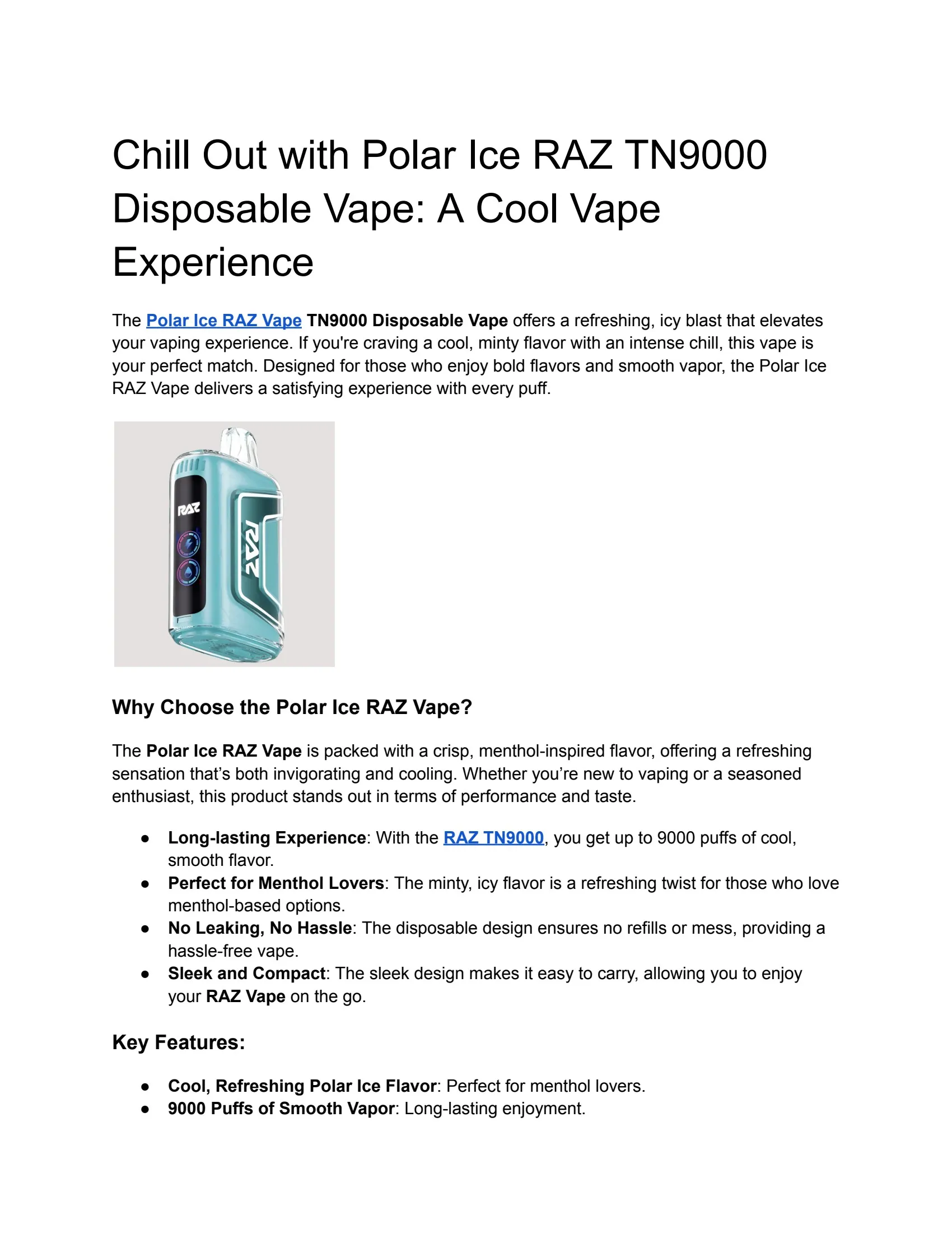 Chill Out with Polar Ice RAZ TN9000 Disposable Vape_ A Cool Vape Experience Chill Out with Polar Ice RAZ TN9000 Disposable Vape_ A Cool Vape Experience